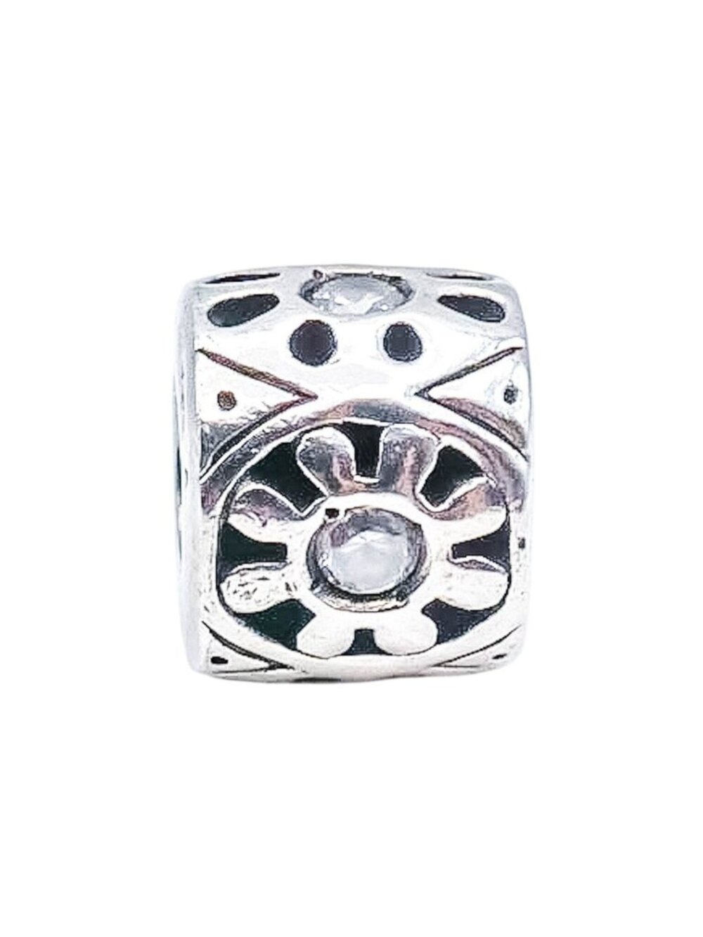 Chamilia Sunburst Sterling Silver Clear CZ Charm Bead Sunshine Bracelet Charm